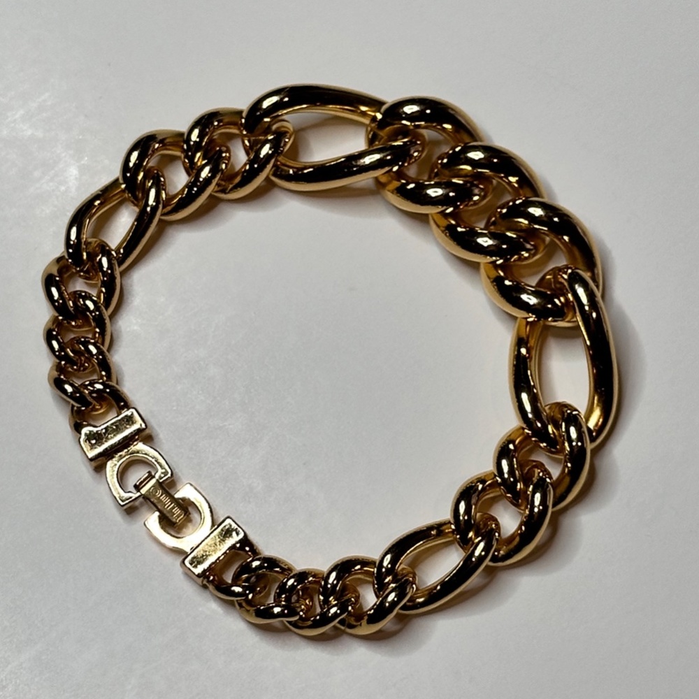 Christian Dior Gold Plated Metal Heavy Chain Link Bracelet. - Vtg. 90s - Picture 6 of 10